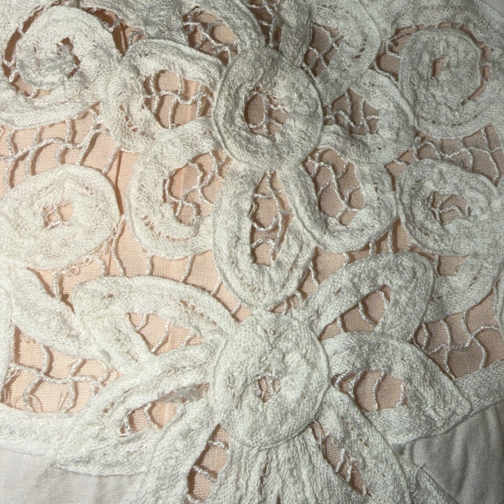 Anthropologie by Maeve Strapless Ivory Lace Mini Dress Peach Lining SIZE M NEW - Picture 5 of 7